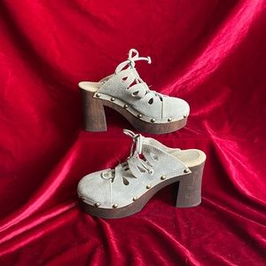 Sbicca Retro Lace Up Suede Mules